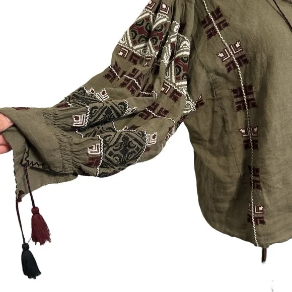 Nili Lotan Green Cleo Embroidered Blouse - Picture 4 of 8